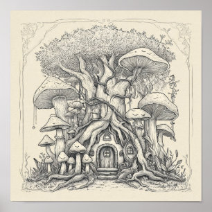 Whimsical Fairytale Art: Joyful Gnome Home Poster