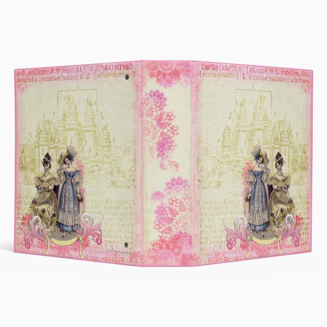 Whimsical Fairytale Castle Collage Art Binder (Background)
