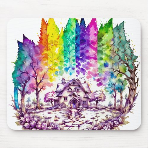 Whimsical Fairytale Cottage Mouse Pad