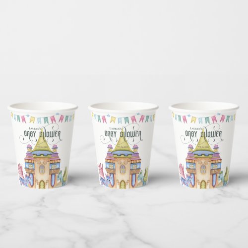 Whimsical Fairytale Dragon Baby Shower Paper Cups