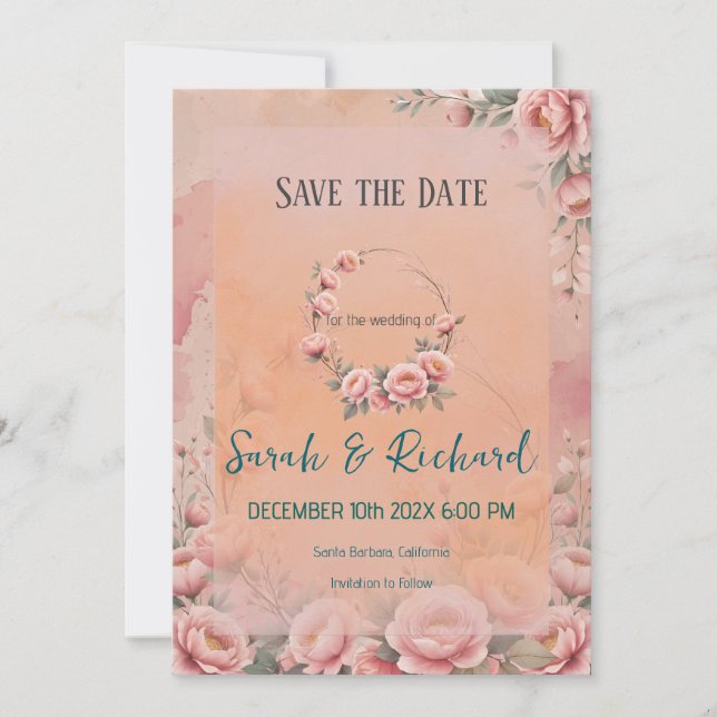 Whimsical Fairytale Floral Save the Date (Front)