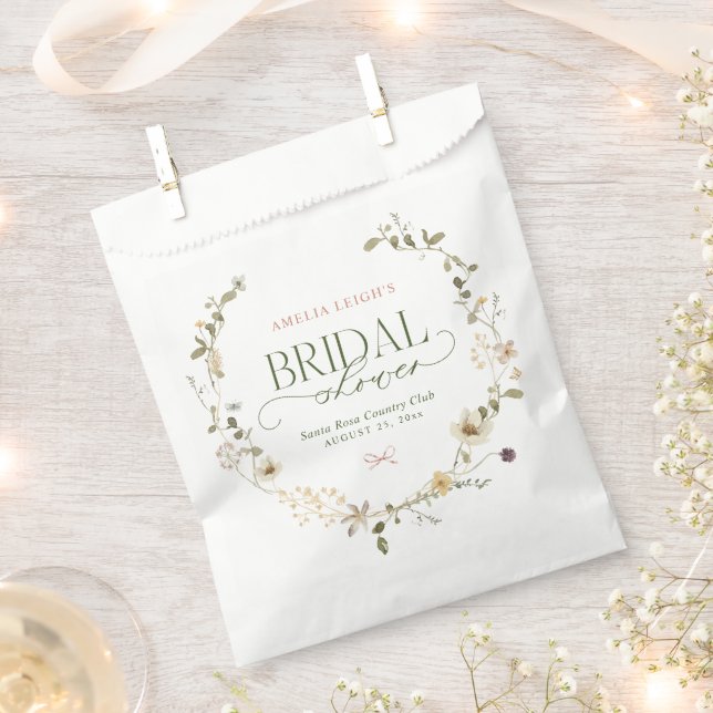 Whimsical Fairytale Garden & Bows Bridal Shower Favor Bag (Clipped)