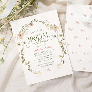 Whimsical Fairytale Garden & Bows Bridal Shower Invitation