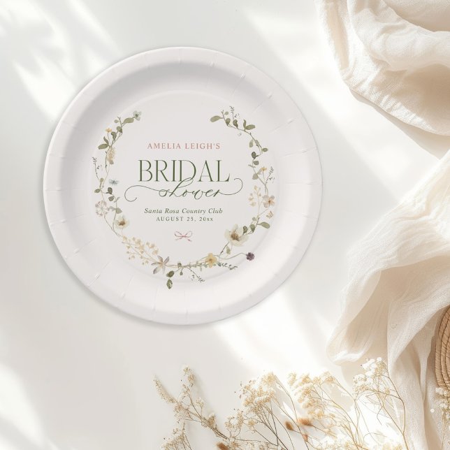 Whimsical Fairytale Garden & Bows Bridal Shower Paper Plates (Creator Uploaded)
