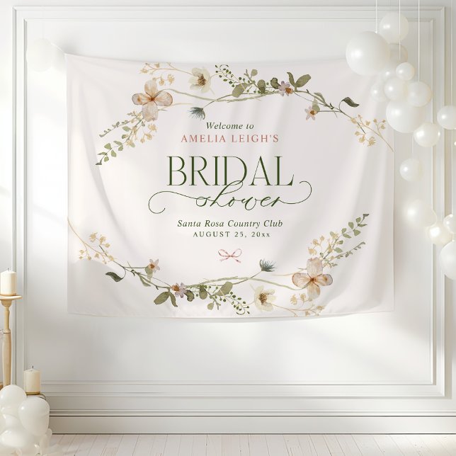 Whimsical Fairytale Garden & Bows Bridal Shower Ta Tapestry (Creator Uploaded)