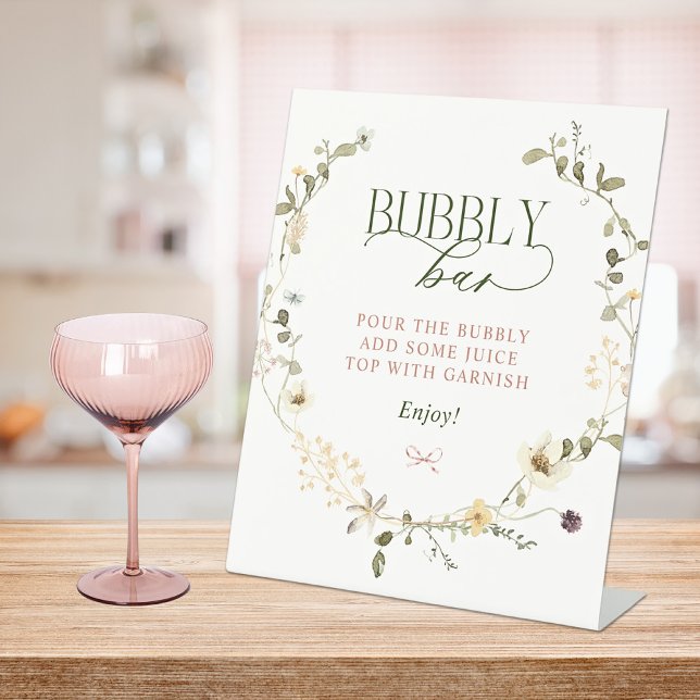 Whimsical Fairytale Garden & Bows Bubbly Bar Pedestal Sign (Creator Uploaded)
