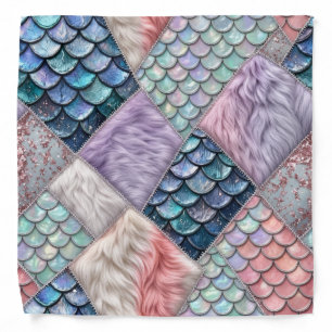 Whimsical Fairytale Mermaid Patchwork Bandana