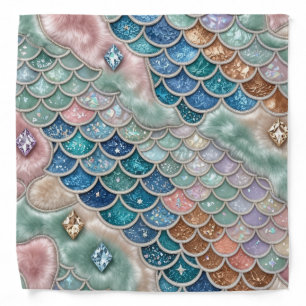Whimsical Fairytale Mermaid Patchwork Bandana