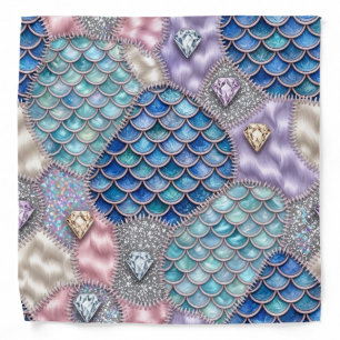 Whimsical Fairytale Mermaid Patchwork Bandana