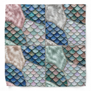 Whimsical Fairytale Mermaid Patchwork Bandana