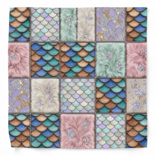 Whimsical Fairytale Mermaid Patchwork Bandana