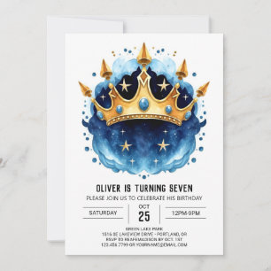 Whimsical Fairytale Prince Crown Birthday Invitation