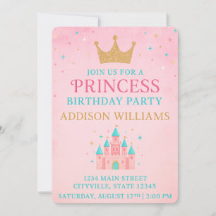 Whimsical Fairytale Princess Castle Birthday Invitation