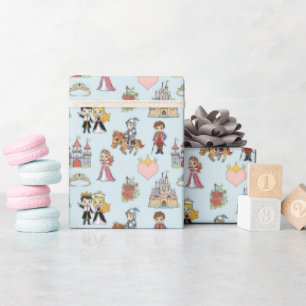 Whimsical Fairytale Princess & Prince Cute Pattern Wrapping Paper