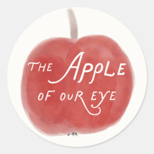 Whimsical Fall Apple of Our Eye Baby Shower Classic Round Sticker