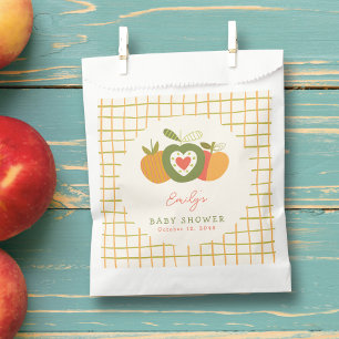 Whimsical Fall Apple Theme Baby Shower Green Favor Bag