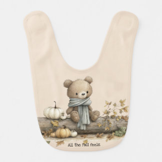 Whimsical Fall Bear Baby Bib