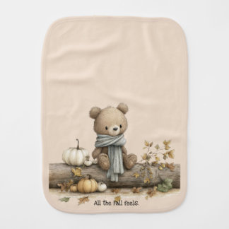 Whimsical Fall Bear Baby Burp Cloth
