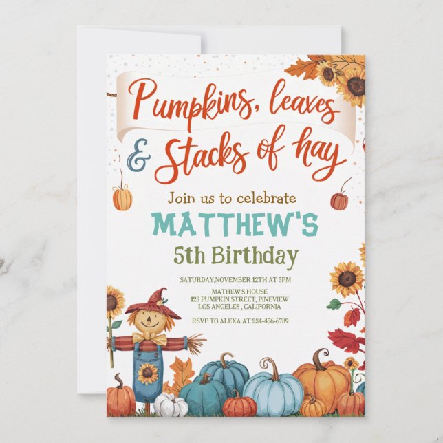 Whimsical Fall Birthday Invitation (Front)
