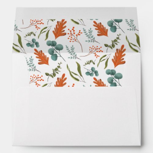 Whimsical Fall Botanical Pattern Return Address Envelope