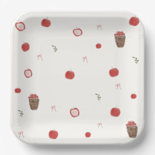 Whimsical Fall Bow Apple of Our Eye Baby Shower Paper Plates