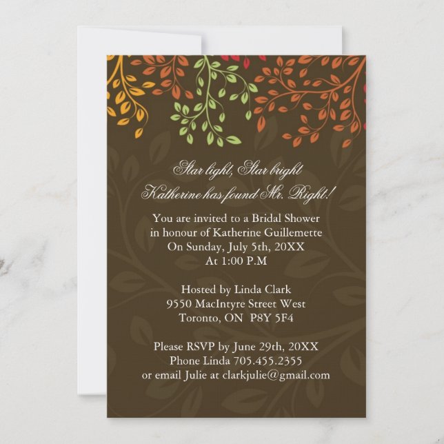 Whimsical Fall Bridal Shower Invitation (Front)