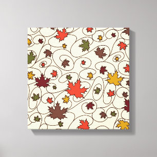 Whimsical Fall Curly Maple Leaf Pattern Canvas Print