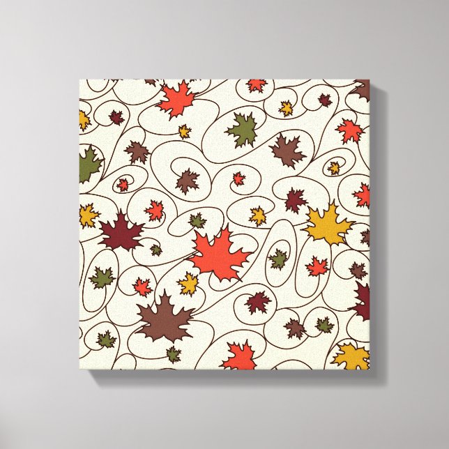Whimsical Fall Curly Maple Leaf Pattern Canvas Print (Front)