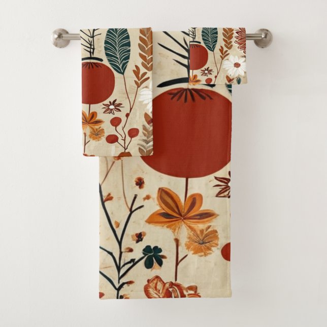 Whimsical Fall Design  Bath Towel Set (Insitu)