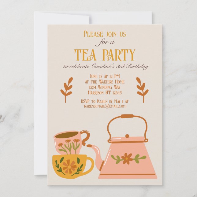Whimsical Fall Fairytale Tea Party Invitation (Front)