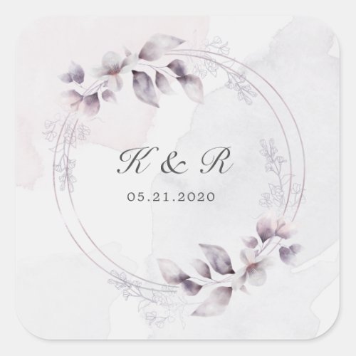 whimsical fall floral Wedding Square Sticker