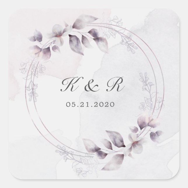 whimsical fall floral Wedding Square Sticker (Front)