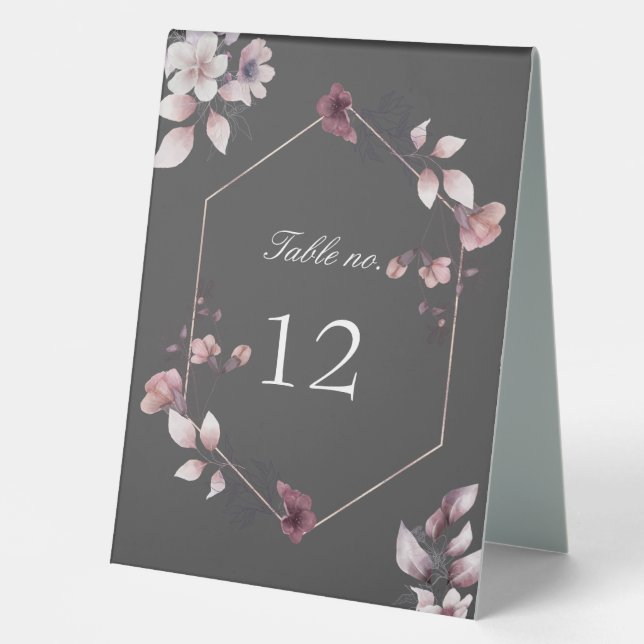 whimsical fall floral wedding table number  table  table tent (Front)