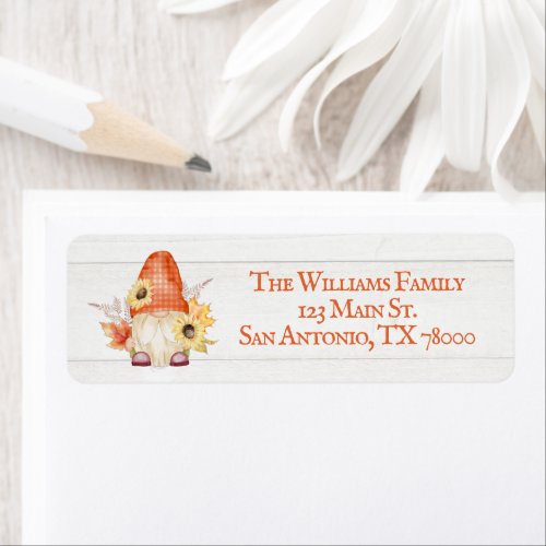 Whimsical Fall Gnome Return Address Label