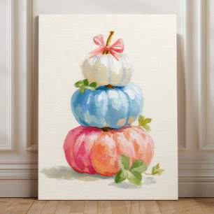 Whimsical Fall Pastel Pumpkin Stack Acrylic Photo Tile