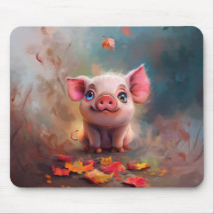 Whimsical Fall Piglet Mouse Pad