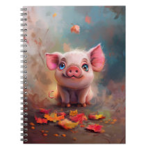 Whimsical Fall Piglet Notebook