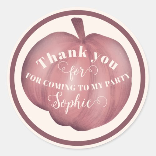 Whimsical Fall Pumpkin Thank You Favor Classic Round Sticker