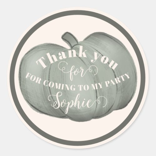 Whimsical Fall Pumpkin Thank You Favor Classic Round Sticker
