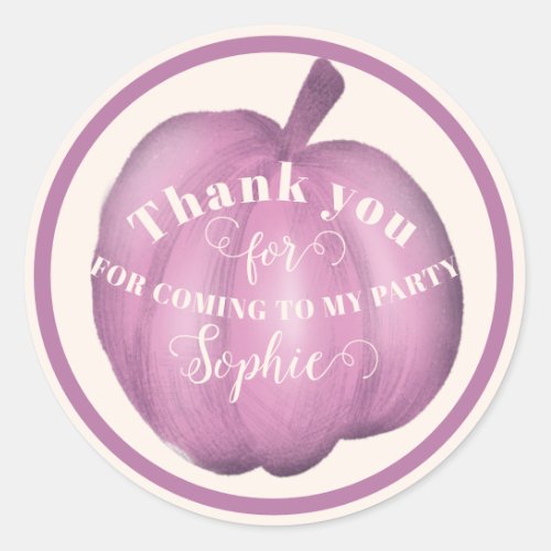 Whimsical Fall Pumpkin Thank You Favor Classic Round Sticker