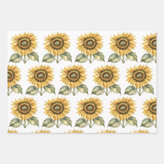 Whimsical Fall, Sunflowers, Frogs, Cat Witch,  Wrapping Paper Sheets (Front)