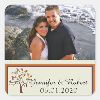 Whimsical Fall Tree Wedding Favor Sticker
