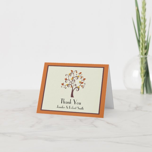 Whimsical Fall Tree Wedding Thank You Card (Front)