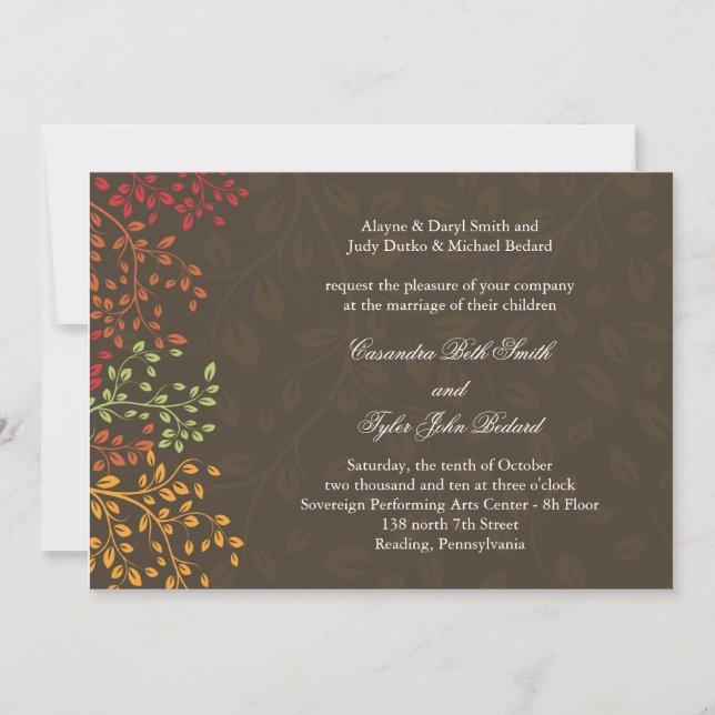 Whimsical Fall Wedding Invitation (Front)