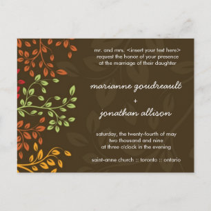 Whimsical Fall Wedding Invitation Postcard