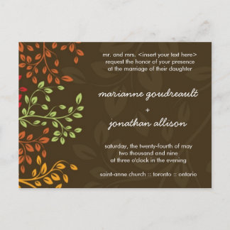 Whimsical Fall Wedding Invitation Postcard