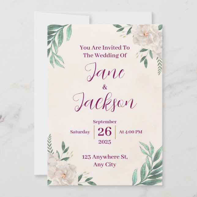 Whimsical Fall Wedding Invitations (Front)