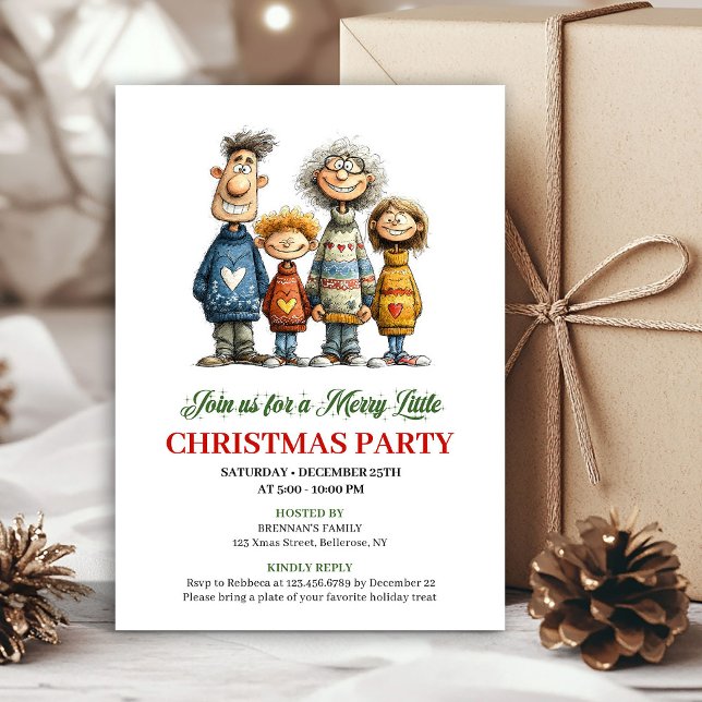 Whimsical Family Cartoon Modern Christmas Card (Whimsical Family Cartoon Modern Christmas Card)