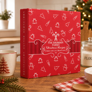  Whimsical Family Christmas Recipe Cookbook  3 Ring Binder