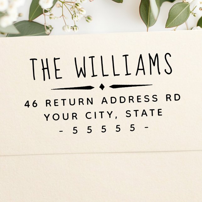 Whimsical family name and return address self-inking stamp (Whimsical family name and return address self-inking stamp)